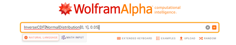 How to use the Wolfram Alpha search box to find a critical value.