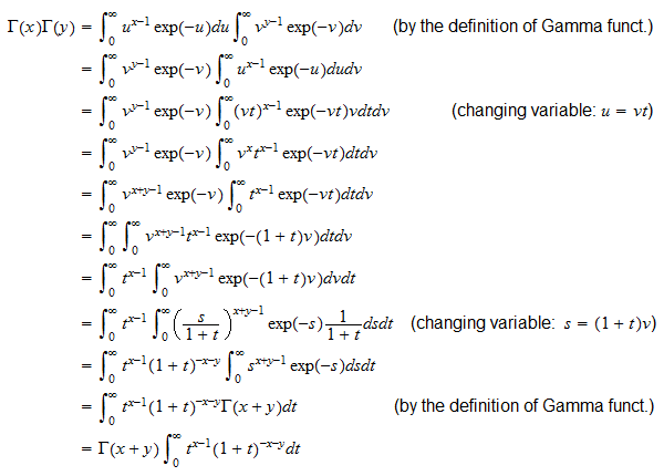 Proof of beta function